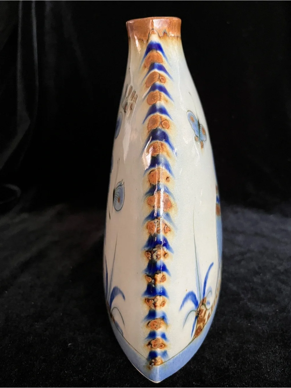 Ken Edwards El Palomar Tonala Mexico Pottery Bird Flower WIDE Pillow VASE